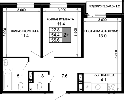Продается 3-комн. квартира, 54.4 м²