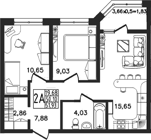 Продается 3-комн. квартира, 50.1 м²