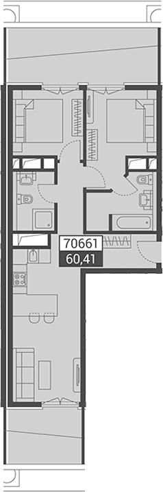 Продается 1-комн. квартира, 60.41 м²
