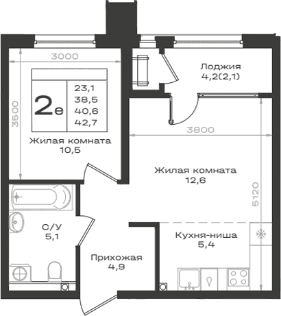 Продается 2-комн. квартира, 38.5 м²