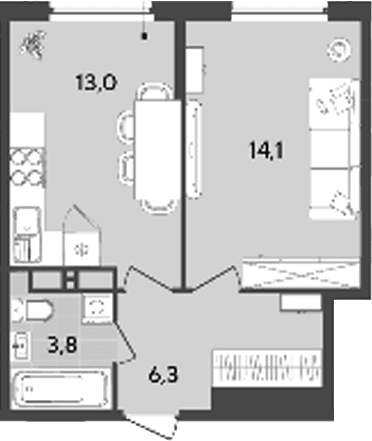 Продается 1-комн. квартира, 37.2 м²