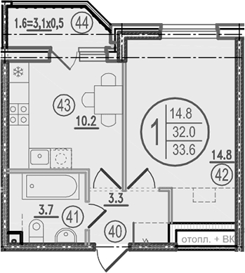 Продается 1-комн. квартира, 32 м²