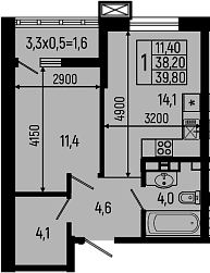 Продается 1-комн. квартира, 38.2 м²