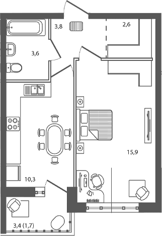 Продается 1-комн. квартира, 36.2 м²