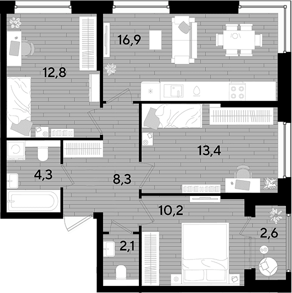 Продается 3-комн. квартира, 70.6 м²
