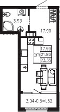 Продается 1-комн. квартира, 21.88 м²