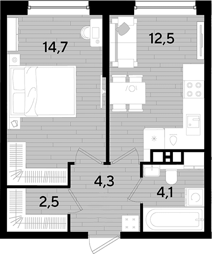 Продается 1-комн. квартира, 38.1 м²
