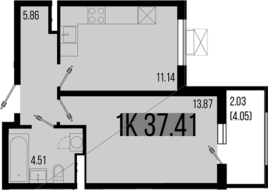 Продается 1-комн. квартира, 35.38 м²
