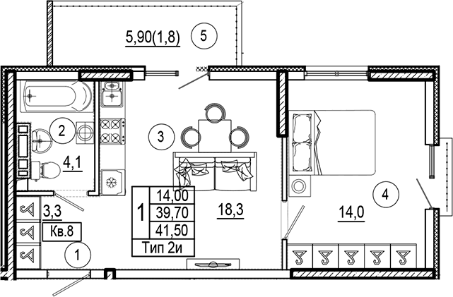 Продается 1-комн. квартира, 39.7 м²