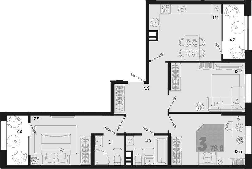 Продается 3-комн. квартира, 70.6 м²