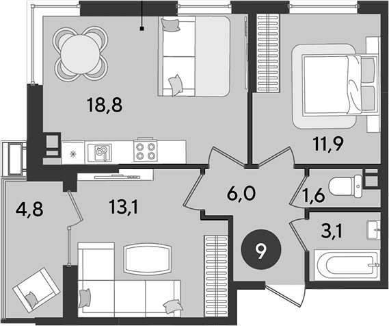 Продается 3-комн. квартира, 54.5 м²
