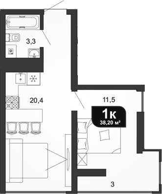 Продается 1-комн. квартира, 35.2 м²