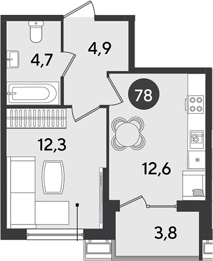 Продается 1-комн. квартира, 34.5 м²