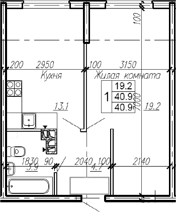 Продается 1-комн. квартира, 40.9 м²