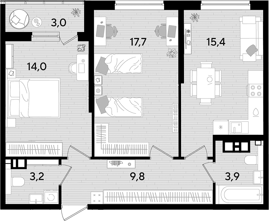 Продается 2-комн. квартира, 64 м²