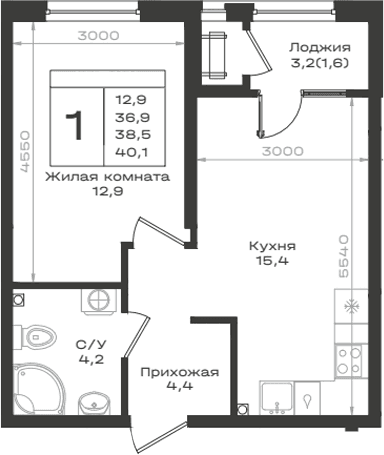 Продается 1-комн. квартира, 36.9 м²