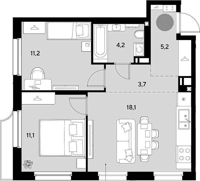 Продается 2-комн. квартира, 53.5 м²