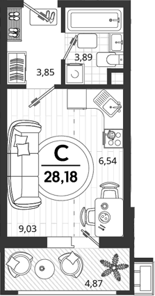Продается 1-комн. квартира, 23.31 м²