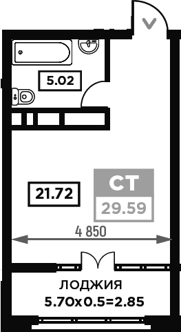 Продается 1-комн. квартира, 26.74 м²