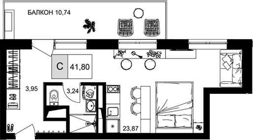Продается 1-комн. квартира, 31.06 м²
