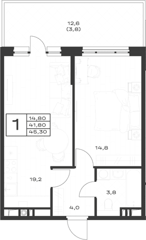 Продается 1-комн. квартира, 41.5 м²