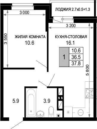 Продается 1-комн. квартира, 36.5 м²