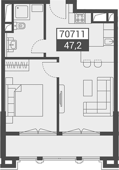 Продается 1-комн. квартира, 47.2 м²