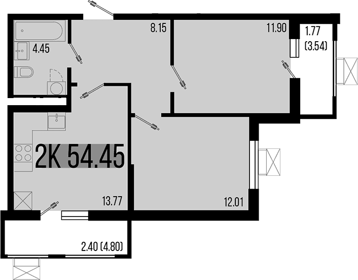 Продается 2-комн. квартира, 50.28 м²
