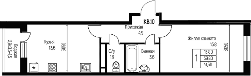 Продается 1-комн. квартира, 39.8 м²