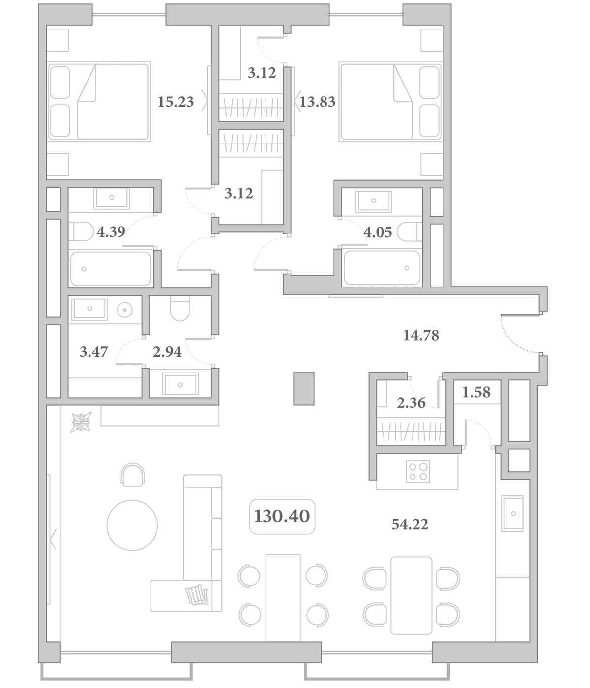 Продается 3-комн. квартира, 123.09 м²