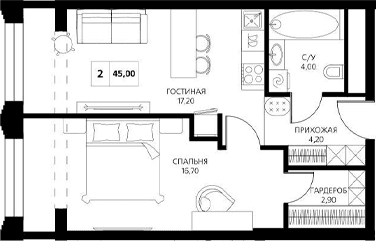 Продается 2-комн. квартира, 46.3 м²