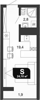 Продается 1-комн. квартира, 22.2 м²