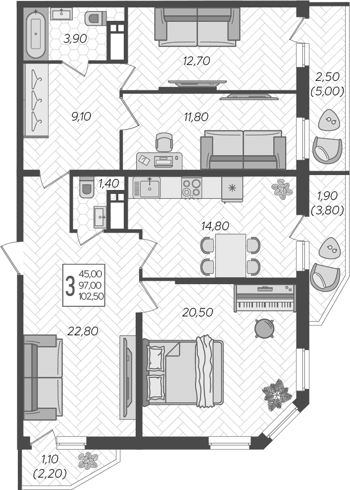 Продается 3-комн. квартира, 98.7 м²
