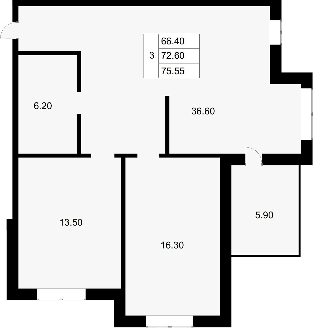 Продается 3-комн. квартира, 72.6 м²