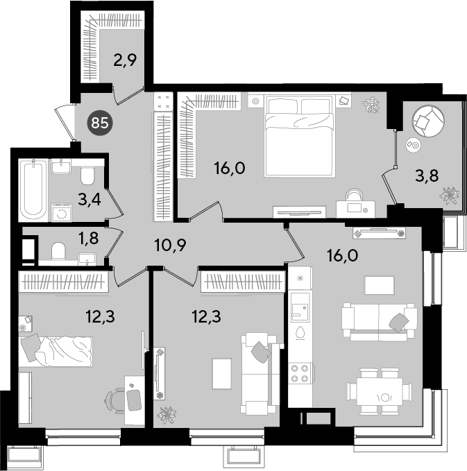 Продается 4-комн. квартира, 75.6 м²