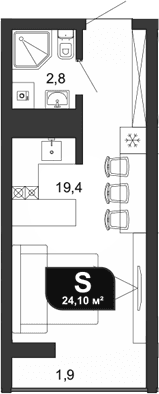 Продается 1-комн. квартира, 22.2 м²