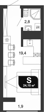 Продается 1-комн. квартира, 22.2 м²