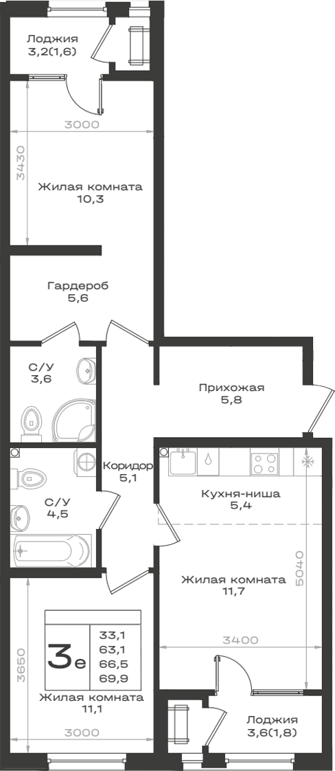 Продается 3-комн. квартира, 63.1 м²