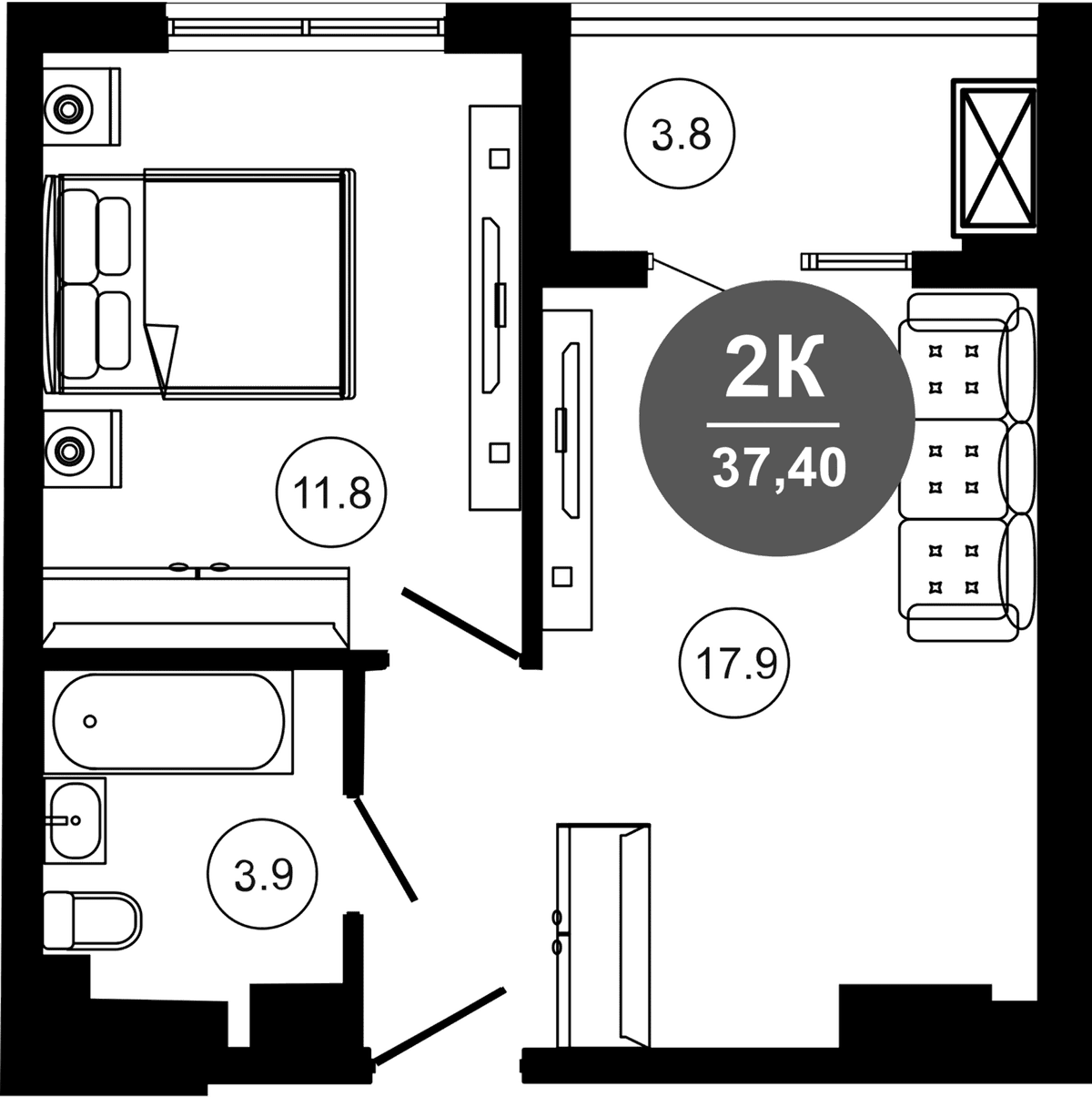 Продается 2-комн. квартира, 33.5 м²