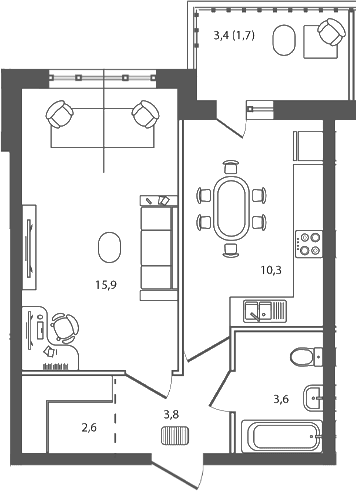 Продается 1-комн. квартира, 36.2 м²