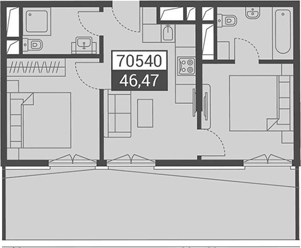 Продается 1-комн. квартира, 62.8 м²