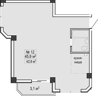 Продается 1-комн. квартира, 45.9 м²