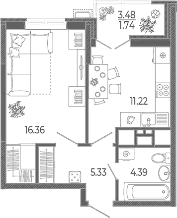 Продается 1-комн. квартира, 37.3 м²