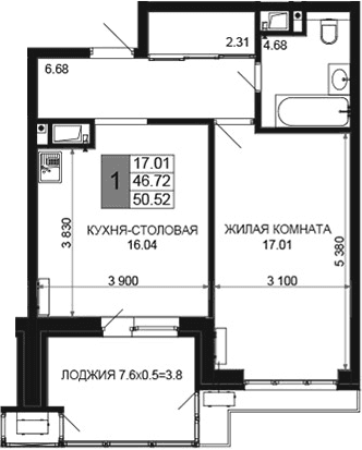 Продается 2-комн. квартира, 46.72 м²