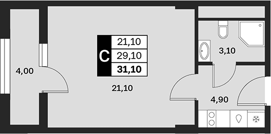 Продается 1-комн. квартира, 29.1 м²