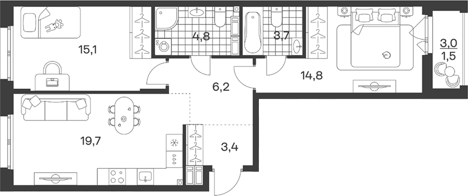 Продается 3-комн. квартира, 67.7 м²
