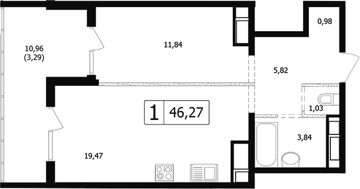 Продается 2-комн. квартира, 39.71 м²