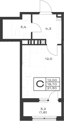 Продается 1-комн. квартира, 19.7 м²