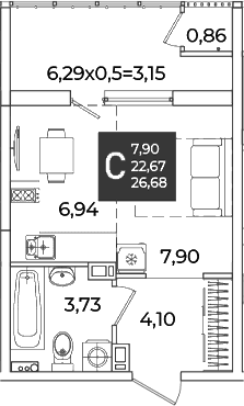 Продается 1-комн. квартира, 22.67 м²