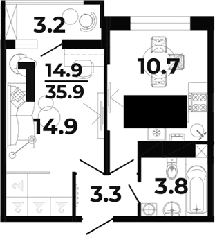 Продается 1-комн. квартира, 32.7 м²